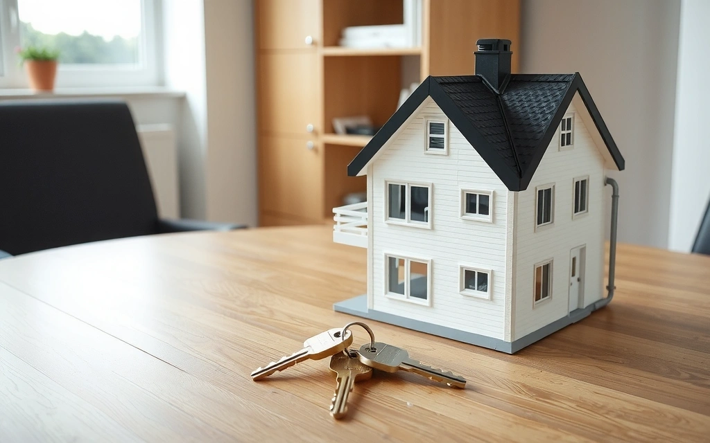 Modello di casa moderna con chiavi su un tavolo, simboleggiando il mercato immobiliare
