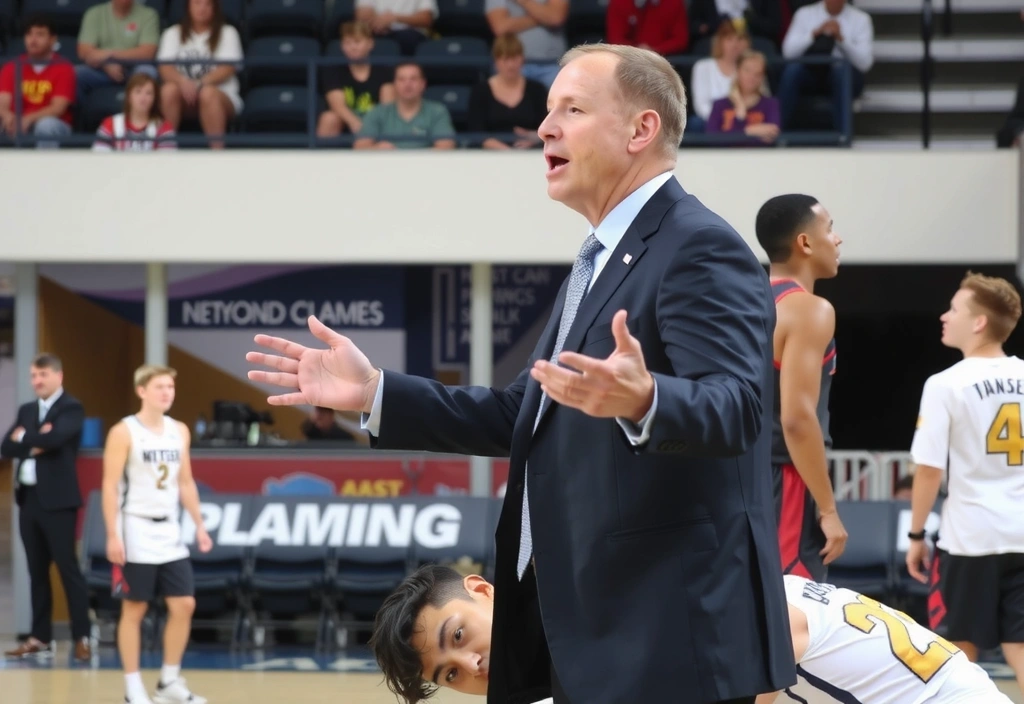 Immagine di un coach di basket che dà istruzioni