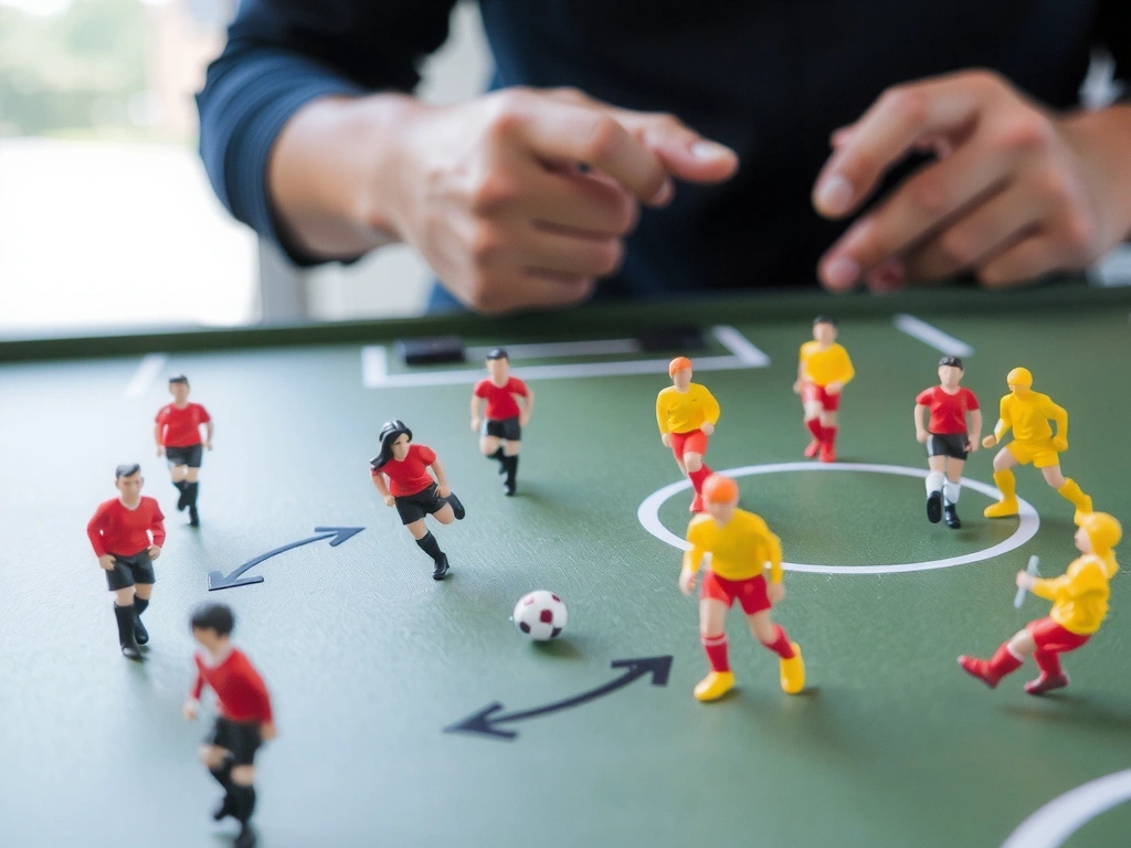 Una lavagna tattica di calcio con schemi e frecce